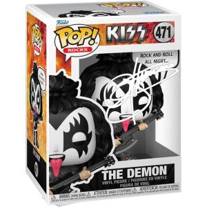 imageGene Simmons The Demon 471 Sayings Rock and Roll All Night KISS Facsimile Signed Reprint Laser Autographed Funko POP Rocks Figurine with Protector Case