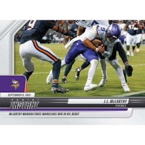 image2025 Panini Instant JJ McCarthy 64 Manufactures Win in Debut Minnesota Vikings Football Card