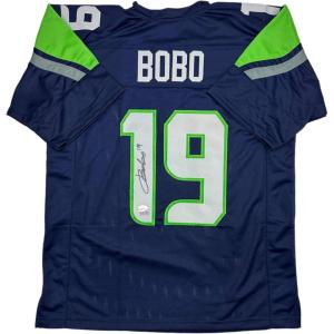 imageAutographedSigned Jake Bobo Seattle Blue Football Jersey JSA COA