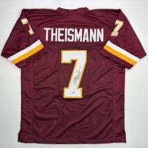 imageAutographedSigned Joe Theismann 83 MVP Washington Burgundy Football Jersey JSA COA