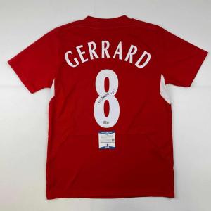 imageAutographedSigned Steven Gerrard Liverpool Red Soccer Jersey Beckett BAS COA
