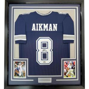 imageFramed Facsimile Autographed Troy Aikman 35x39 Dallas Blue Reprint Laser Auto Football Jersey Size Mens XL