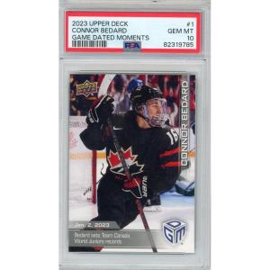 imageGraded 2023 Upper Deck Connor Bedard 1 Game Dated Moments Rookie RC Hockey Card PSA 10 Gem Mint