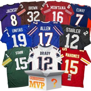 imageMVPs AutographedSigned Football Jersey Mystery Box with PSA JSA or Beckett COA