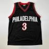 imageFacsimile Autographed Allen Iverson Philadelphia Black Reprint Laser Auto Basketball Jersey Size Mens XL