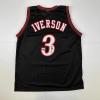 imageFacsimile Autographed Allen Iverson Philadelphia Black Reprint Laser Auto Basketball Jersey Size Mens XL
