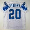 imageFacsimile Autographed Barry Sanders Detroit White Reprint Laser Auto Football Jersey Size Mens XL