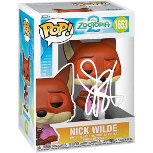 imageJason Bateman Nick Wilde 1653 Disney Facsimile Signed Reprint Laser Autographed Funko POP Movies Zootopia 2 Figurine with Protector Case