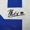 imageFacsimile Autographed Michael Strahan New York Blue Reprint Laser Auto Football Jersey Size Mens XL