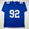 imageFacsimile Autographed Michael Strahan New York Blue Reprint Laser Auto Football Jersey Size Mens XL
