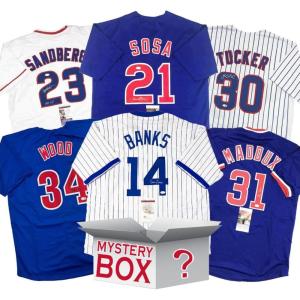imageAutographedSigned Chicago Baseball Jersey Mystery Box with PSA JSA or Beckett COA