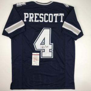 imageAutographedSigned Dak Prescott Dallas Dark Blue Football Jersey JSA COA