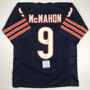 imageAutographedSigned Jim McMahon Chicago Blue Football Jersey Beckett BAS COA