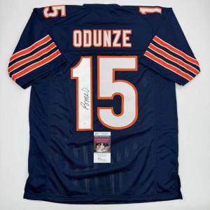 imageAutographedSigned Rome Odunze Chicago Blue Football Jersey JSA COA