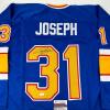 imageAutographedSigned Curtis Joseph St Louis Blue Hockey Jersey JSA COA