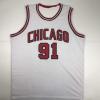 imageAutographedSigned Dennis Rodman Chicago White Basketball Jersey JSA COA