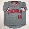 imageAutographedSigned Pete Rose Cincinnati Grey Baseball Jersey JSA COA