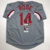 imageAutographedSigned Pete Rose Cincinnati Grey Baseball Jersey JSA COA
