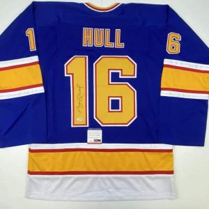 imageAutographedSigned Brett Hull St Louis Retro Blue Hockey Jersey PSADNA COA