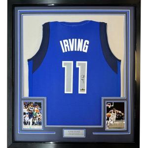 imageFramed Facsimile Autographed Kyrie Irving 35x39 Dallas Blue Reprint Laser Auto Basketball Jersey