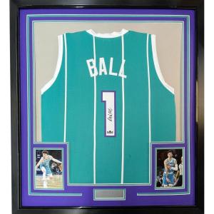 imageFramed Facsimile Autographed LaMelo Ball 35x39 Charlotte Teal Reprint Laser Auto Basketball Jersey