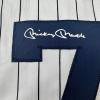 imageFacsimile Autographed Mickey Mantle New York Pinstripe Reprint Laser Auto Baseball Jersey Size Mens XL