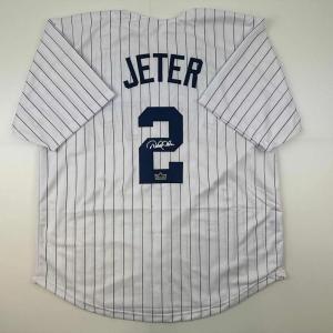 imageFacsimile Autographed Derek Jeter New York Pinstripe Reprint Laser Auto Baseball Jersey Size Mens XL