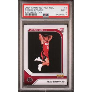 imageGraded 2024 Panini Instant NBA Reed Sheppard 3 RPS First Look Rookie RC Basketball Card PSA 9 Mint