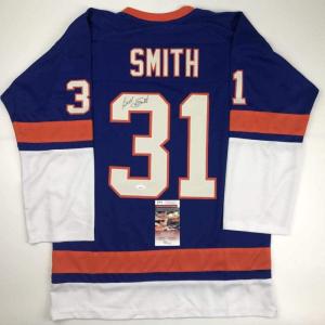 imageAutographedSigned Billy Smith New York Blue Hockey Jersey JSA COA