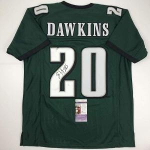 imageAutographedSigned Brian Dawkins Philadelphia Green Football Jersey JSA COA