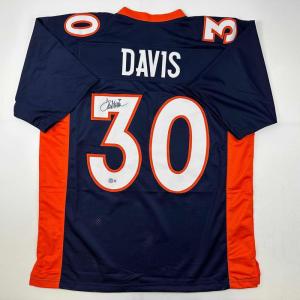 imageAutographedSigned Terrell Davis Denver Blue Football Jersey Beckett BAS COA