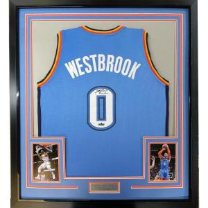 imageFramed Facsimile Autographed Russell Westbrook 35x39 Oklahoma City Blue Reprint Laser Auto Basketball Jersey