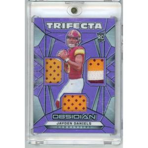 image2024 Panini Obsidian Trifecta Jayden Daniels TSJDS Triple Relic 49 Rookie RC Football Card