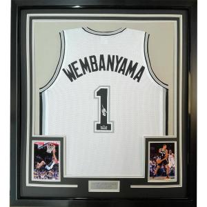 imageFramed Facsimile Autographed Victor Wembanyama 35x39 San Antonio White Reprint Laser Auto Basketball Jersey