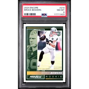 imageGraded 2024 Panini Encore Brock Bowers 214 Rookie RC Football Card PSA 8 Near Mint