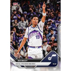 image2025 Topps Now Ace Bailey 9 2025 Number 5 Pick Makes NBA Debut Utah Jazz Rookie RC Basketball Card