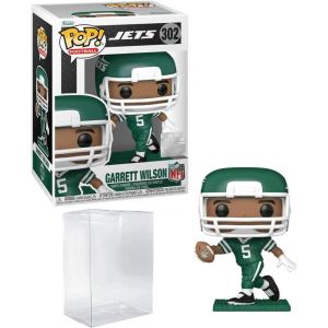 imageGarrett Wilson 302 Funko POP Football New York Jets Figurine Bundle with HOFSM Protector Case