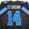 imageAutographedSigned AmonRa St Brown Detroit Black Football Jersey Beckett BAS COA