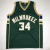 imageAutographedSigned Giannis Antetokounmpo Milwaukee Green Custom Basketball Jersey JSA COA
