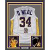 imageFramed AutographedSigned Shaquille Shaq ONeal 33x42 Los Angeles LA White Basketball Jersey JSA COA