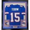 imageFramed AutographedSigned Tim Tebow 35x39 Florida Blue College Football Jersey Beckett BAS COA
