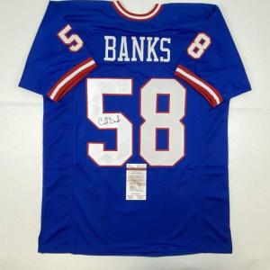 imageAutographedSigned Carl Banks New York Blue Football Jersey JSA COA