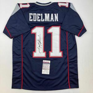 imageAutographedSigned Julian Edelman New England Blue Football Jersey JSA COA