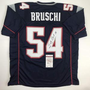 imageAutographedSigned Tedy Bruschi New England Blue Football Jersey JSA COA