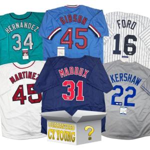 imageCy Young AutographedSigned Baseball Jersey Mystery Box with PSA JSA or Beckett COA