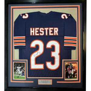 imageFramed AutographedSigned Devin Hester 35x39 Chicago Blue Football Jersey JSA COA