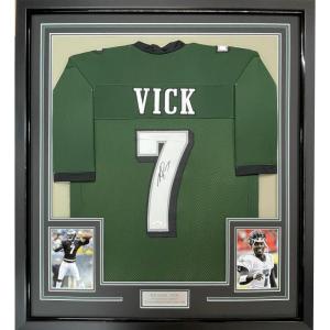 imageFramed AutographedSigned Michael Mike Vick 33x42 Philadelphia Green Football Jersey PSADNA COA