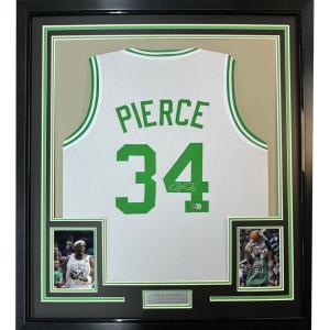 imageFramed AutographedSigned Paul Pierce 35x39 Boston White Basketball Jersey Beckett BAS COA