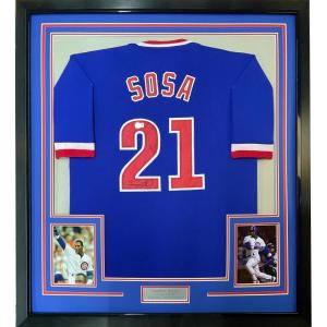 imageFramed AutographedSigned Sammy Sosa 33x42 Chicago Blue Baseball Jersey JSA COA
