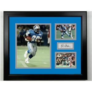 imageFramed Barry Sanders Detroit Lions Facsimile Laser Engraved Signature Football 14x11 3 Photo Collage